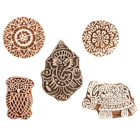 Set of 5 Piece New Mix Wooden Printing Block